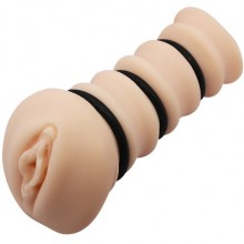 Мастурбатор вагина с утягивающими кольцами «Crazy Bull Rossi Flesh 3d», от компании Baile, цвет телесный, BM-009150H, длина 14 см.