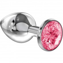 Анальная серебристая пробка «Diamond Pink Sparkle Large», с розовым кристаллом, Lola Toys 4010-03Lola, из материала Металл, коллекция Diamond Collection, длина 8 см.