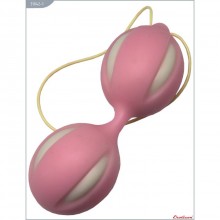 Классические вагинальные шарики на силиконовой сцепке от компании Eroticon, цвет розовый, 31042-1, диаметр 3.5 см.