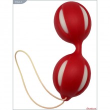 Классические вагинальные шарики на силиконовой сцепке от компании Eroticon, цвет красный, 31042-3, диаметр 3.5 см.