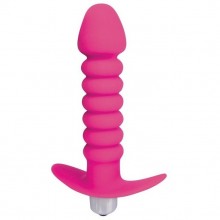 Ребристая анальная втулка с вибрацией от Sweet Toys, цвет розовый, st-40170-16, длина 11.5 см.