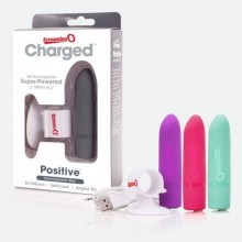 Перезаряжаемый женский мини-вибратор «Charged Positive» от компании Screaming, цвет фиолетовый, APV-GP-110