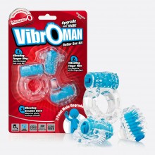 Набор «VibrOMan» из стимулирующих колец и стимуляторов от Screaming, цвет голубой, VIB-110