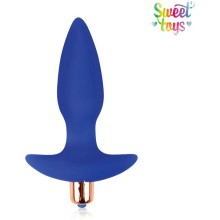 Втулка анальная с вибрацией на основании, цвет синий, Sweet Toys st-40167-2, из материала Силикон, длина 10.5 см.