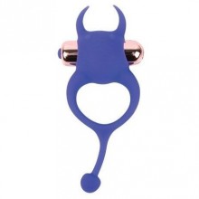 Эрекционное кольцо с клиторальной стимуляцией и хвостом от компании Sweet Toys, цвет синий, st-40166-2, из материала Силикон