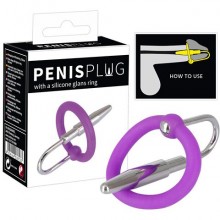 Уретральный плаг с силиконовым кольцом под головку «Penis Plug» от компании You 2 Toys, цвет фиолетовый, 5177040000, длина 4.5 см., со скидкой