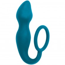 Анальный стимулятор с эрекционным кольцом на пенис или мошонку «Sensation Dark Aquamarine» из коллекции Spice It Up от Lola Toys, цвет голубой, 8005-03lola, из материала Силикон, длина 10 см.