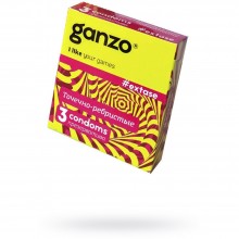 Классические презервативы от Ganzo - «Extase» с точечно-ребристой поверхностью, 3 шт. в упаковке, 04483 One Size, длина 18 см.