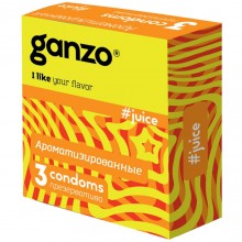 Ароматические презервативы Ganzo «Juice» с фруктовым запахом, 3 шт. в упаковке, 04487, из материала Латекс, цвет Мульти, длина 18 см.