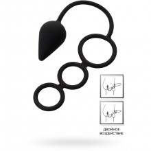 Анальная пробка с эрекционным кольцом от компании Erotist, цвет черный, 541308, из материала Силикон, длина 6.5 см.