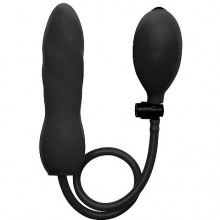Анальный расширитель «Inflatable Twist» с грушей из коллекции Ouch от компании Shots Media, цвет черный, OU088BLK, длина 14.5 см.