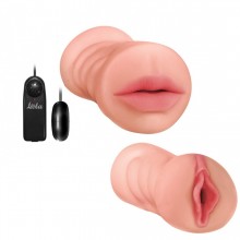 Двойной реалистичный мастурбатор с вибропулей «Satisfaction Lucky Charm» от компании Lola Toys, цвет телесный, 2101-06lola, из материала TPE, длина 16 см.