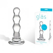 Блестящая анальная елочка «Triple Play» из стекла от компании Glas, цвет прозрачный, GLAS-15, из материала Стекло, длина 9 см.