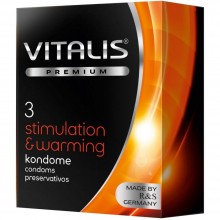 Презервативы Vitalis «№3 Stimulation & Warming», с согревающим эффектом, упаковка 3 шт., из материала Латекс, длина 18 см.