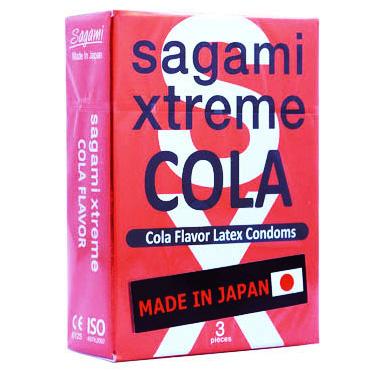 Ароматизированные презервативы Sagami «Xtreme COLA» упаковка 10 шт., из материала Латекс, длина 19 см.