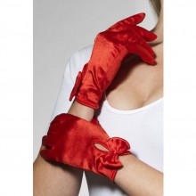 Атласные перчатки с бантом «Леди» от компании Fever, цвет красный, размер OS, 03881 03848, из материала Нейлон, One Size (Р 42-48)