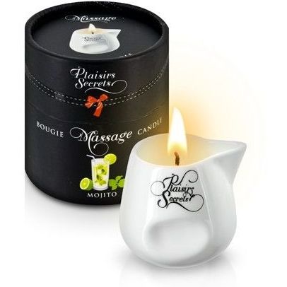 Массажная свеча с ароматом мохито «Bougie de Massage Mojito», 80 мл, Plaisir Secret 826012, из материала Масляная основа, 80 мл.