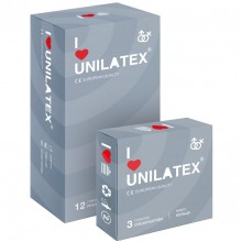 Презервативы с ребрами «Unilatex Ribbed», упаковка 12 шт. и 3 шт. в подарок, из материала Латекс, длина 19 см.