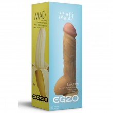 Большой реалистичный фаллоимитатор «Mad Banana» с мошонкой от компании Egzo, цвет телесный, DS007, из материала CyberSkin, длина 23.5 см.