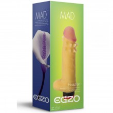 Реалистичный женский вибратор «Mad Spike» с мошонкой, присоской и усиками вокруг головки от компании EGZO, цвет телесный, SVS002, бренд EGZO , длина 17.5 см.