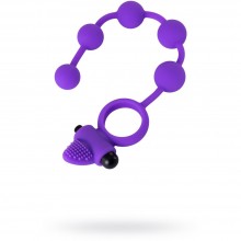 Виброкольцо «Posedon» с анальными шариками и вибропулей от компании Dibe, цвет фиолетовый, GOX-54-4, из материала Силикон, длина 28 см.