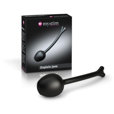 Вагинальный шарик «Geisha Ball, Mono Unplain Jane» с миостимуляцией от компании Mystim, цвет черный, 46285, бренд Mystim GmbH, из материала Силикон, длина 14.3 см.
