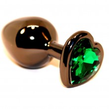Металлический анальный плаг с зеленым стразом от компании 4sexdream, цвет черный, 47438-6MM, коллекция Anal Jewelry Plug, длина 7.5 см.