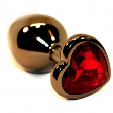 Пробка анальная черная 7,5х2,8см с сердечком красный страз 47438-2MM, бренд 4sexdream, коллекция Anal Jewelry Plug, цвет Черный, длина 7.5 см.