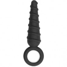 Анальный стимулятор «№60» с кольцом из коллекции SONO, цвет черный, SH-SON060BLK, бренд Shots Media, длина 17.5 см.