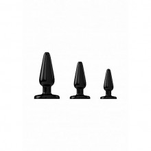 Набор из трех анальных пробок «Shots Black» от компании Shots Media, цвет черный, SH-SHT388BLK, коллекция Shots Toys, длина 13 см.