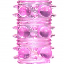 Насадка на пенис «Armour Pink» с бусинами и усиками для дополнительной стимуляции из коллекции Lola Rings, цвет розовый, 0115-11Lola, из материала TPR, длина 5 см.