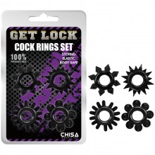 Набор из четырех эрекционных колец «Cock Rings Set», цвет черный, Chisa Novelties cn-330358238, из материала TPE, коллекция Get Lock