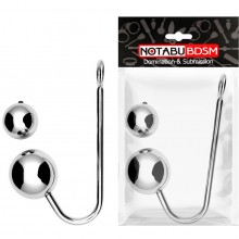 Металлический анальный крюк со сменным шариком от компании NoTabu, цвет серебристый, ntu-80432, длина 14 см.