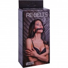 Кляп-трензель «Vesta Black» из натуральной кожи и металла от компании Rebelts, цвет черный, размер OS, 7744-01rebelts, из материала Кожа, длина 63 см.