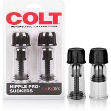 Винтовые помпы для сосков «Nipple Pro Suckers» из коллекции Colt Gear от California Exotic Novelties, цвет черный, SE-6892-15-2, длина 10.3 см.