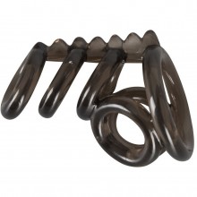 Кольцо-насадка для пениса и мошонки «Penis Hodenring» от компании Orion, цвет черный, 5097790000, из материала TPE, длина 7 см.