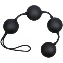 Шарики анальные «Velvet Balls Triple» на силиконовой сцепке с петлей от компании You 2 Toys, цвет черный, 5060100000, длина 24 см.