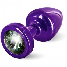 Анальная втулка с черным кристаллом Swarovski - «Anni Round Purple T1-Black Diam» от компании Diogil, цвет фиолетовый, 5317660000, бренд Diogol, длина 5.6 см.