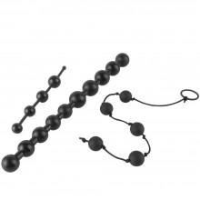 Набор из трех различных по длине и диаметру силиконовых анальных цепочек «Beginners Bead Kit» из серии Anal Fantasy Collection от компании PipeDream, цвет черный, PD4643-23, длина 24.7 см.