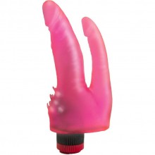 Двойной вибромассажер с шипами у основания от компании Биоклон, цвет розовый, 224800, бренд LoveToy А-Полимер, длина 17 см.