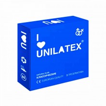 Презервативы классической формы «Natural Plain» от Unilatex, упаковка 3 шт., из материала Латекс, длина 18 см.