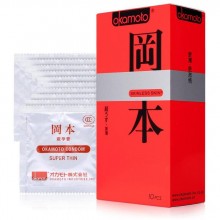 Ультратонкие презервативы «Skinless Skin Super» от японского бренда Okamoto, упаковка 10 шт, OK176, длина 18.5 см.