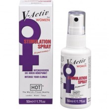 Стимулирующий спрей для женщин «V-active» с возбуждающим эффектом от компании Hot Products, объем 50 мл, 44561, цвет Прозрачный, 50 мл.