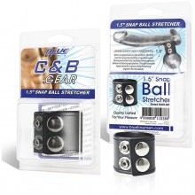 Хомут-утяжка BlueLine «Snap Ball Stretcher» для мошонки из искусственной кожи на заклепках, BLM1687, из материала Искусственная кожа, коллекция C&B Gear, цвет Черный, диаметр 3 см.