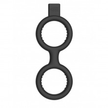 Кольцо с электростимуляцией «E-Stimulation Cock Ring with Ballstrap» из коллекции ElectroShock от Shots Media, цвет черный, ELC005BLK, из материала Силикон, длина 14 см.