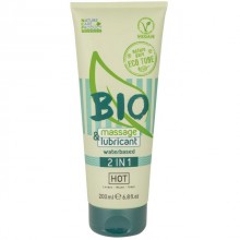 Гель-лубрикант для массажа «Bio» 2 в 1 от компании Hot Products, объем 200 мл, HOT44180, из материала Водная основа, цвет Зеленый, 200 мл.