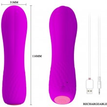Ребристый перезаряжаемый вагинальный вибромассажер «Allen» из серии Pretty Love от компании Baile, цвет фиолетовый, bi-014563-1, длина 11.6 см.