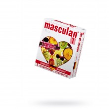 Фруктовые ароматизированные презервативы «Ultra Tutti-Frutti» от компании Masculan, упаковка 3 шт, Masculan Ultra 1 Tutti-Fr, из материала Латекс, длина 19 см.