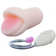 Мастурбатор с грушей «Oral Sex» с посасывающим эффектом от компании Baile, цвет телесный, BM-009074Q, из материала ПВХ, длина 17 см.
