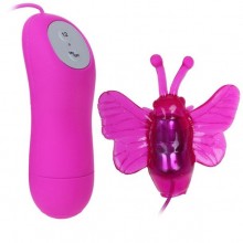 Baile «Бабочка» водонепроницаемое виброяйцо с насадкой, BI-014198, из материала TPR, цвет Розовый, длина 6.5 см.